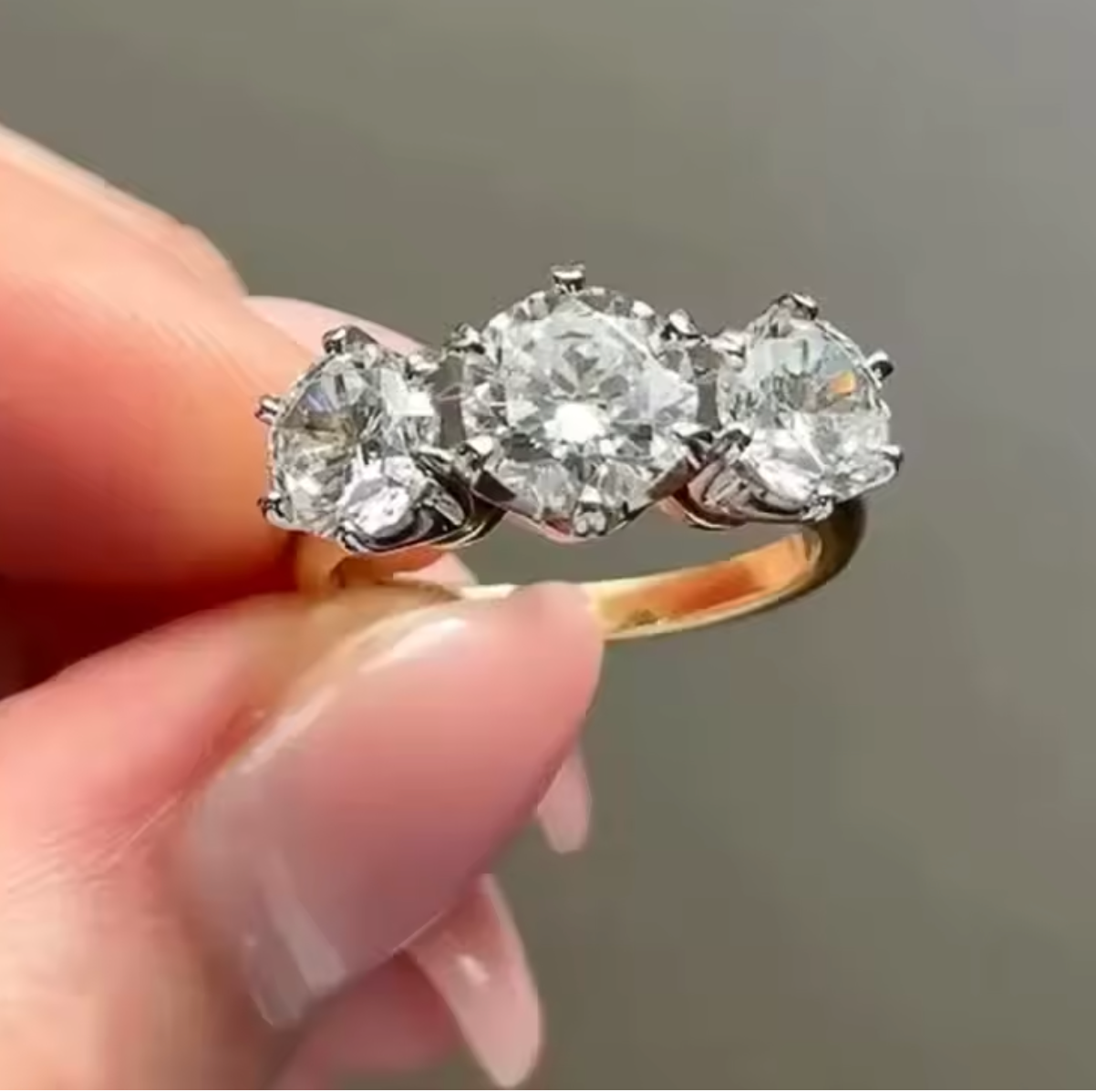Huitan Two-Tone Three Cubic Zirconia Ring for Women