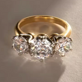 Huitan Two-Tone Three Cubic Zirconia Ring for Women