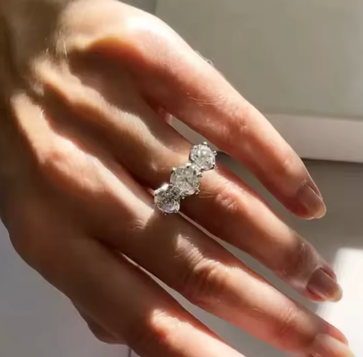 Huitan Two-Tone Three Cubic Zirconia Ring for Women