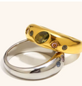 Geometric Color Zircon Stainless Steel Ring for Women