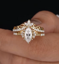 925 Sterling Silver White Marquise Zircon Ring Set for Women