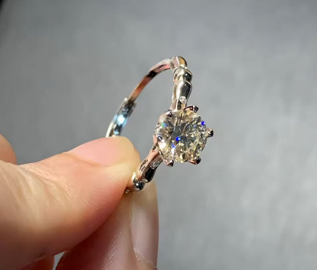6MM Moissanite Diamond Adjustable Ring for Women