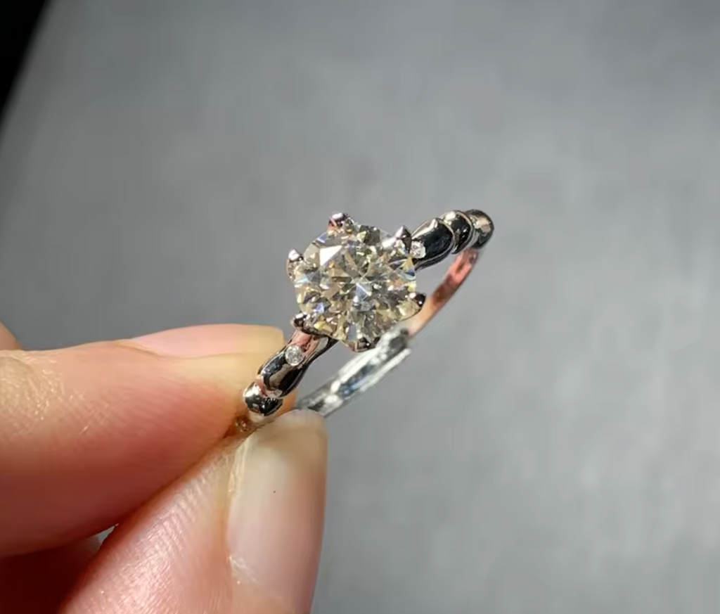 6MM Moissanite Diamond Adjustable Ring for Women