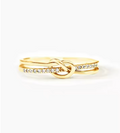 925 Sterling Silver Golden Knot Double Ring for Women