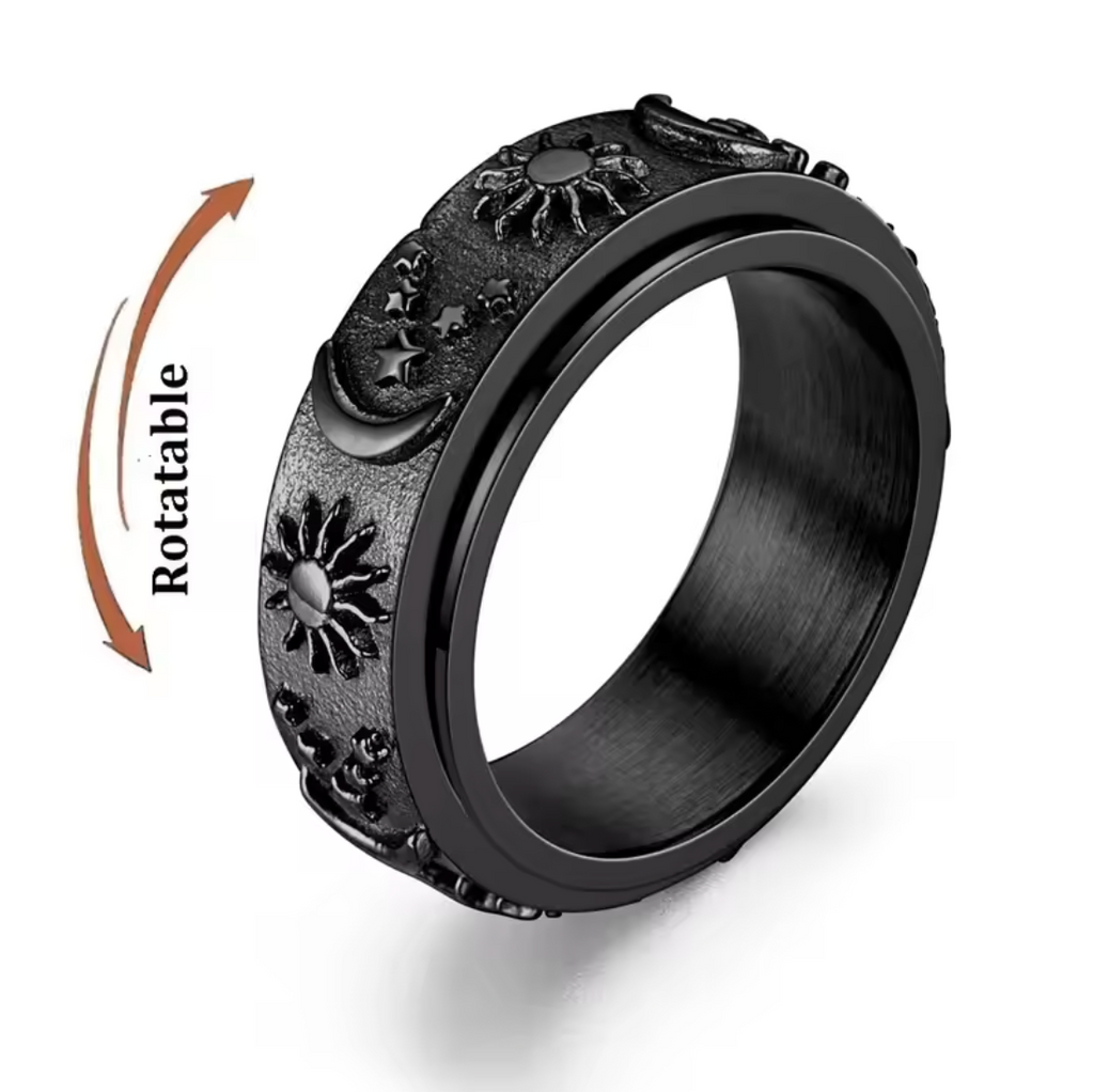 Bohemian Star & Moon Spinning Anxiety Ring for Women