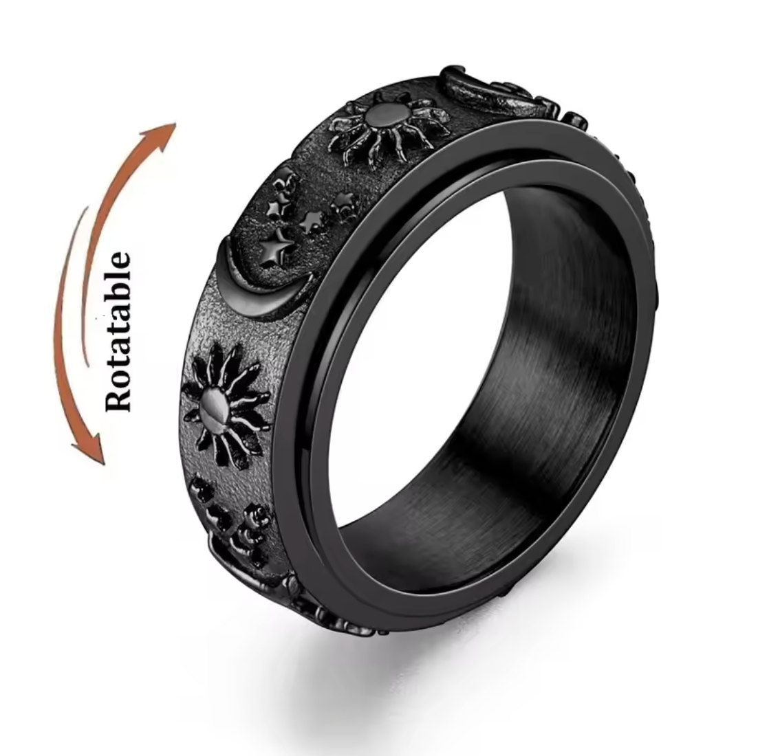 Bohemian Star & Moon Spinning Anxiety Ring for Women