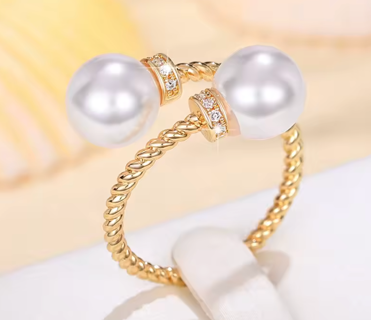 Luxury Adjustable Pearl Ring for Women