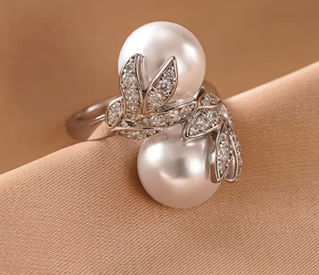 Huitan Elegant Pearl Engagement Ring for Women