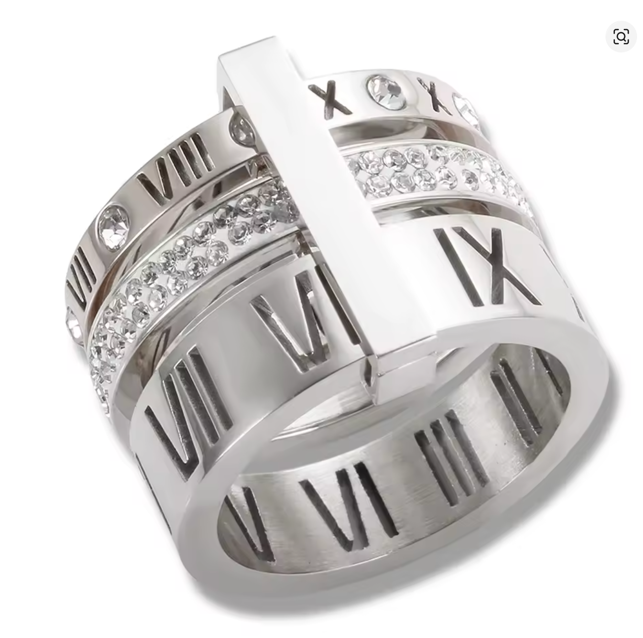 Three-Layer Roman Numeral Rotating Ring for Women